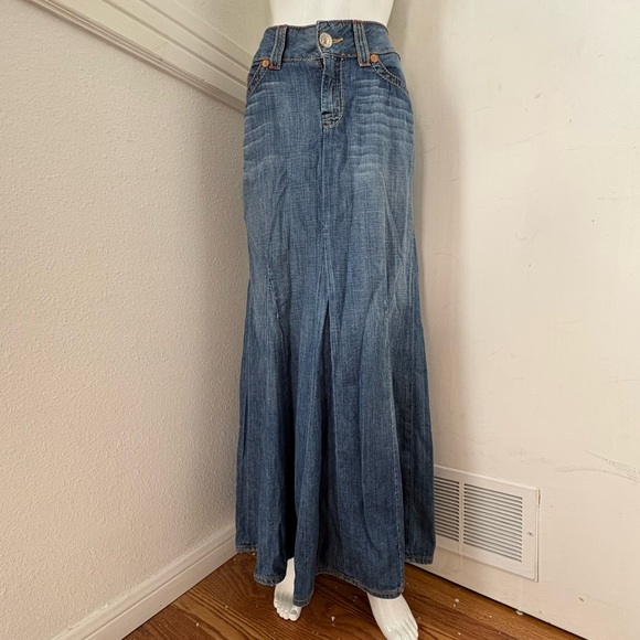 True Religion Denim Flare Trumpet Mermaid train skirt women’s 30 - Picture 3 of 16